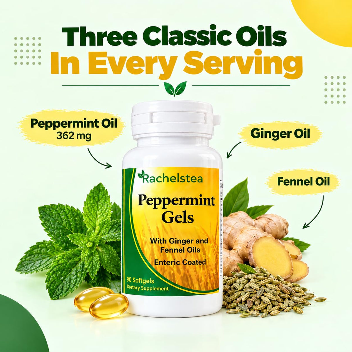 Rachelstea Peppermint Gels Enteric Coated Softgels - 90 Softgels - image 3