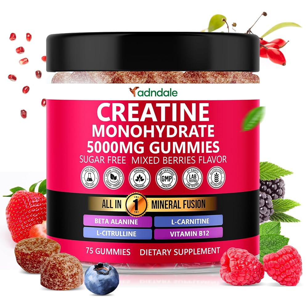 Adndale Creatine Monohydrate Gummies for Fitness - 75 Gummies