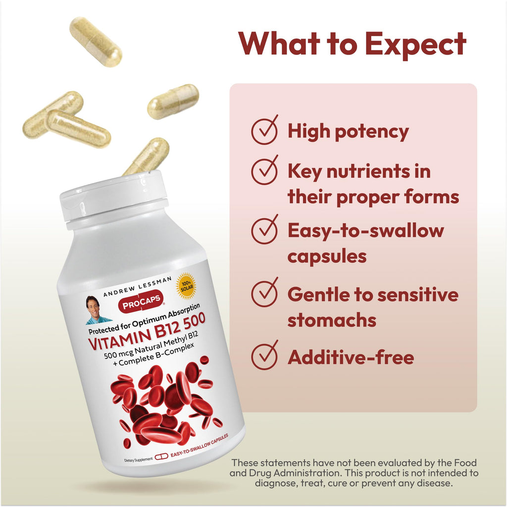 ANDREW LESSMAN Vitamin B12 500 Capsules - Absorption-Protected