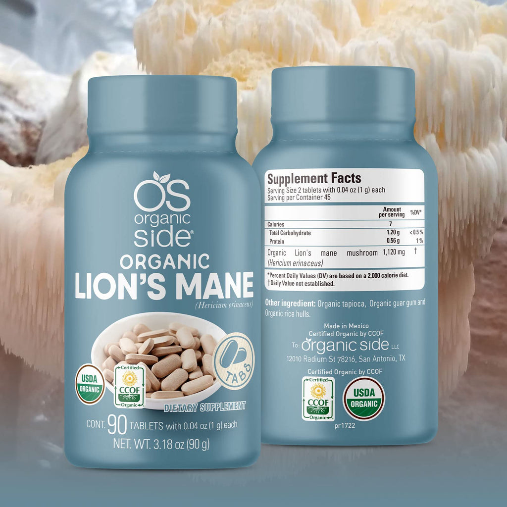 OS Organic Side Lion's Mane Tablets Memory & Focus Support - 90 Tablets - image 4