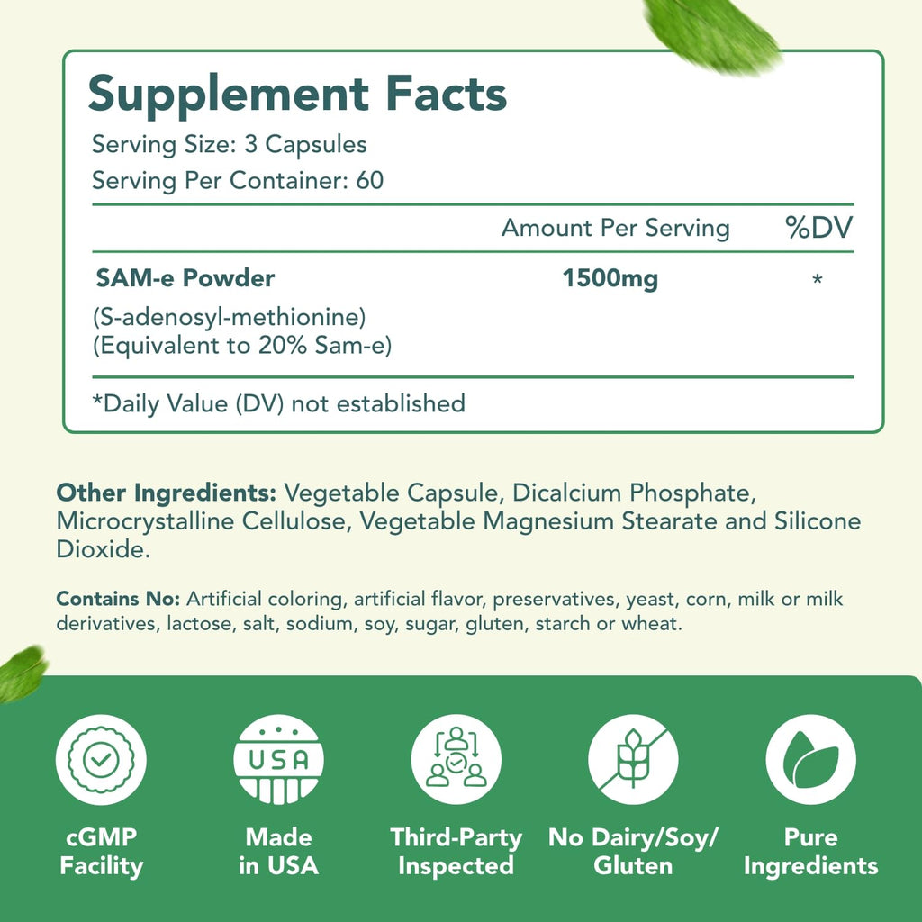 HealthyWayRx SAM-e 1500mg Capsules Brain & Mood Support - 120 Servings - image 8