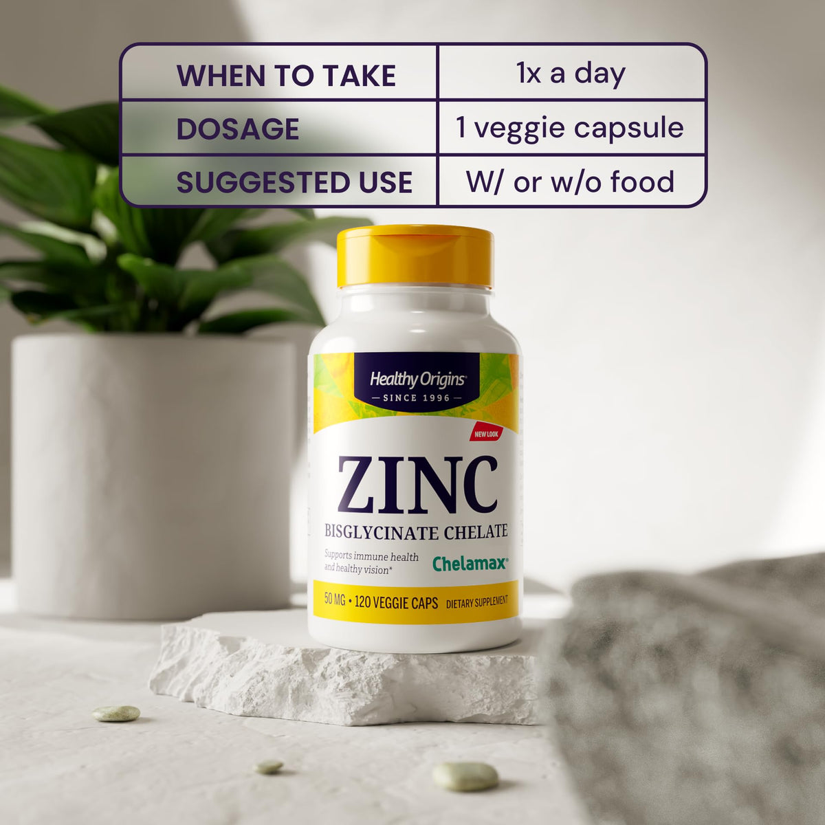 Healthy Origins Zinc Bisglycinate Chelate 50 mg - 120 Vegetarian Capsules - image 5