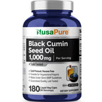 NusaPure Black Cumin Seed Oil 1000mg - 180 Liquid Capsules
