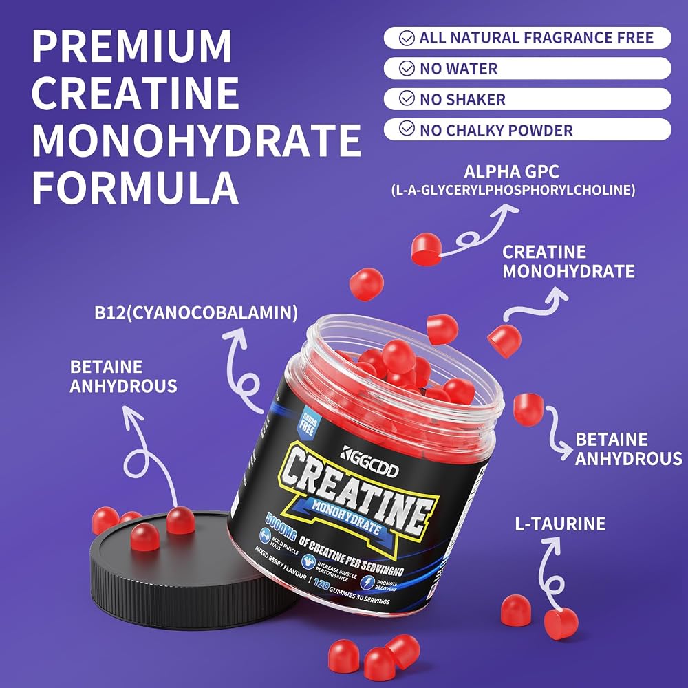KGGCDD Creatine Monohydrate Gummies 5000mg - 120 Gummies - image 4