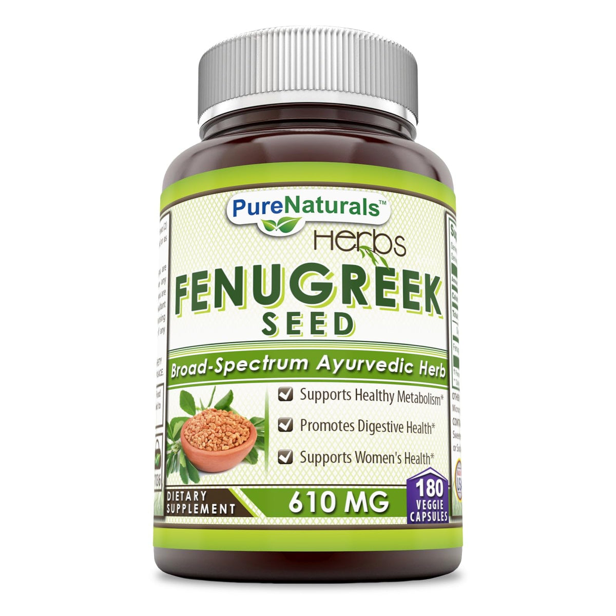 Pure Naturals Fenugreek Seed 610 mg - 180 Capsules