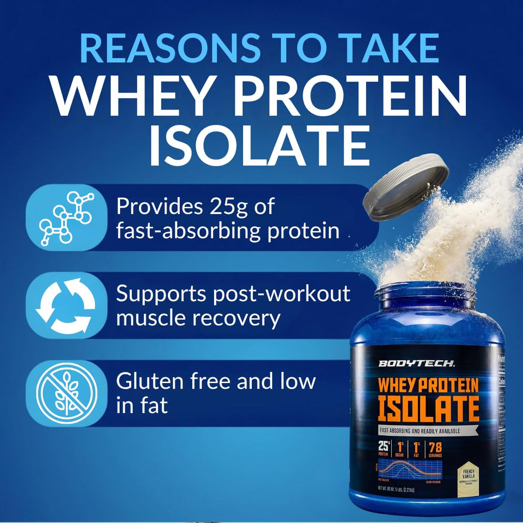 BodyTech Whey Protein Isolate Powder - 25 Grams of Protein per