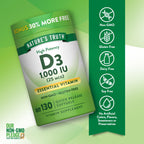 Nature's Truth Vitamin D3 1000 IU Softgels - 130 Count - image 3