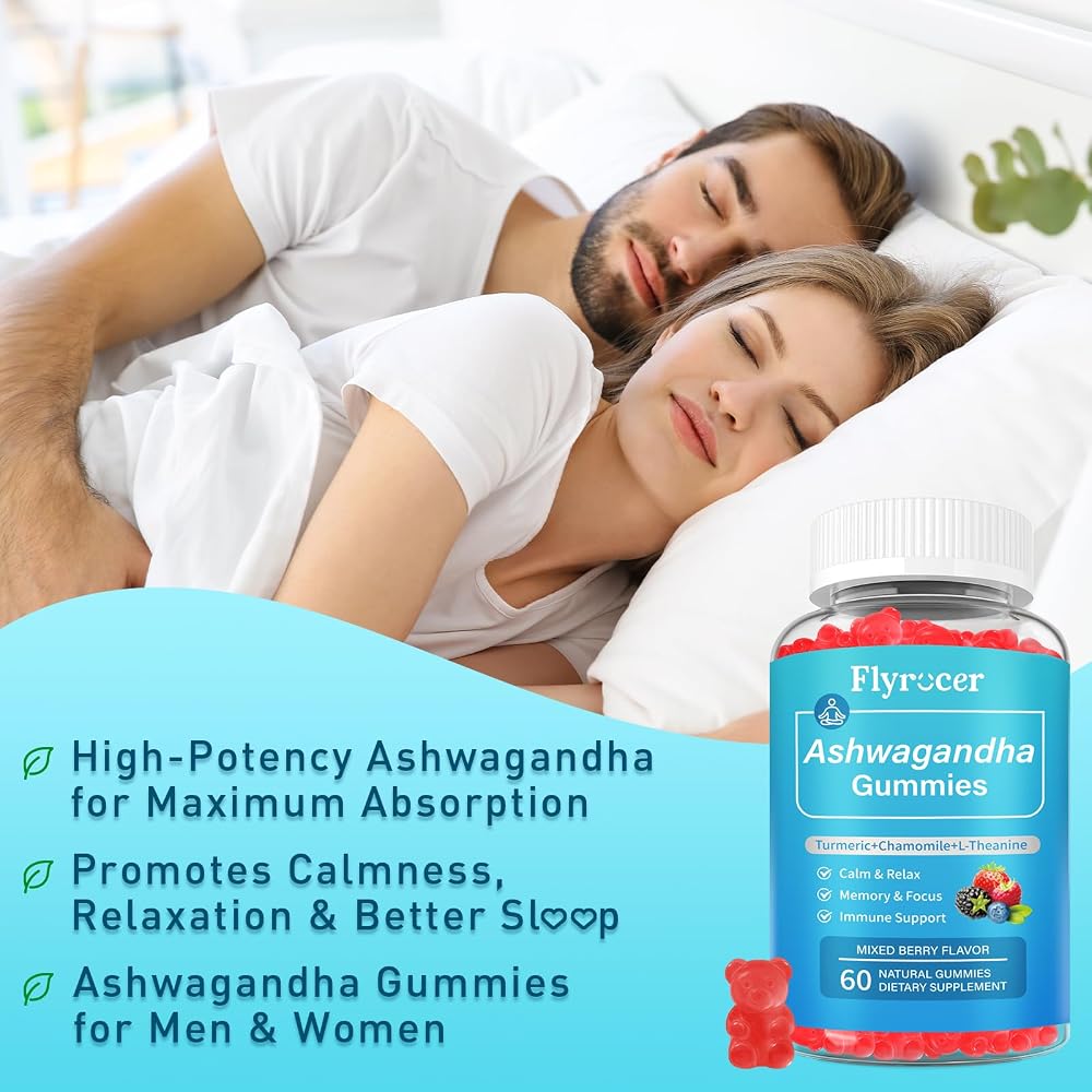 Flyrocer Ashwagandha Gummies for Calm & Relaxation - 120 Count - image 2