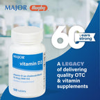 MAJOR Vitamin D3 10mcg (400 IU) with Calcium - 100 Tablets - image 2