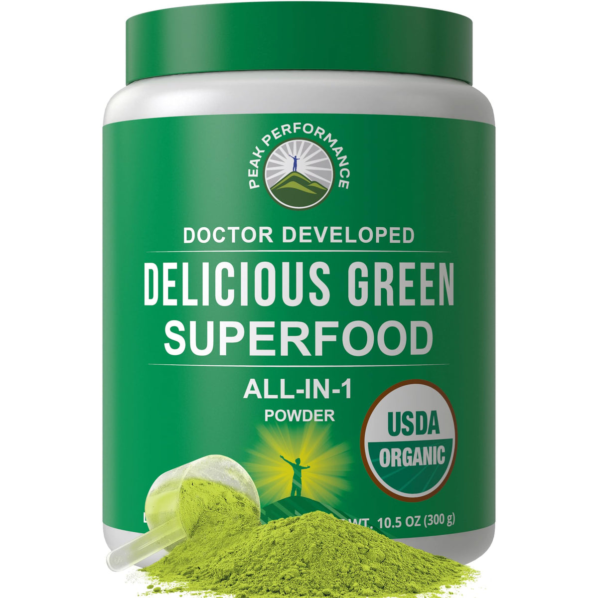 Peak Performance Organic Greens Superfood Powder. Best Tasting Super