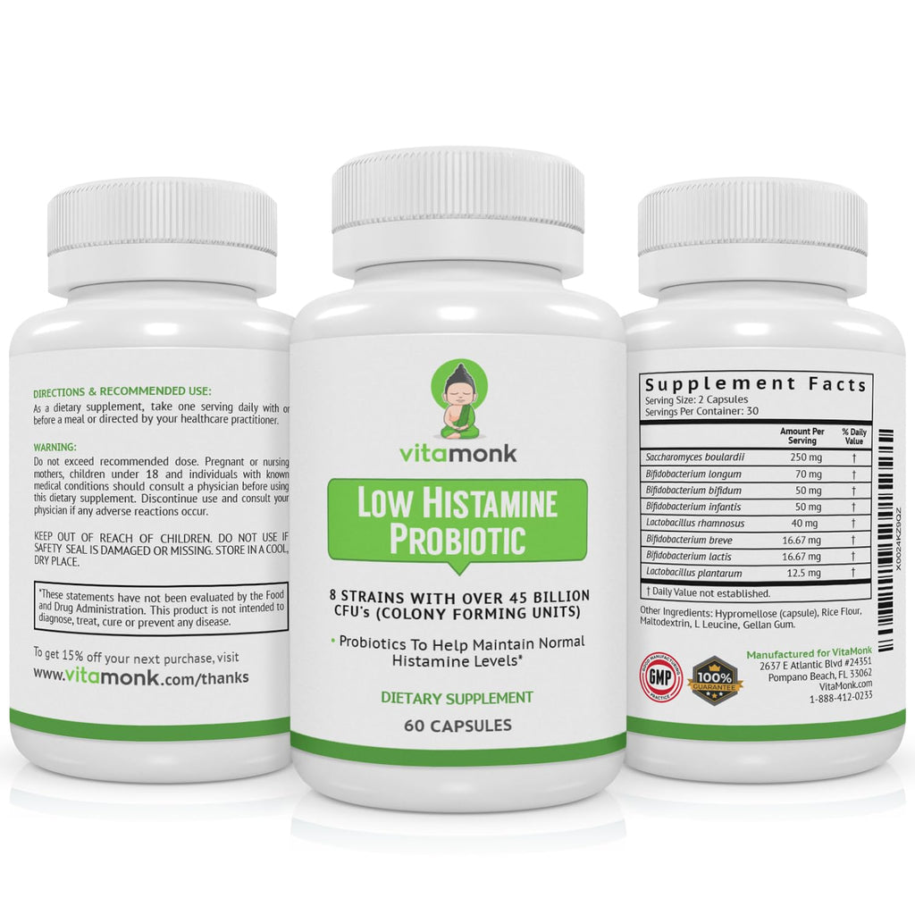 VitaMonk Low Histamine Probiotics for Gut Health - 60 Capsules - image 9