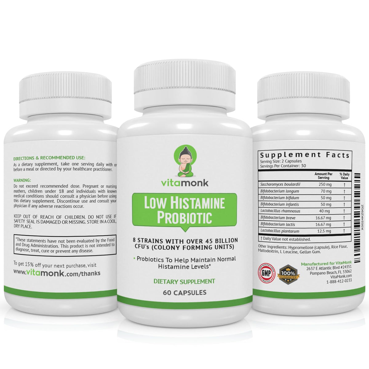 VitaMonk Low Histamine Probiotics for Gut Health - 60 Capsules - image 9