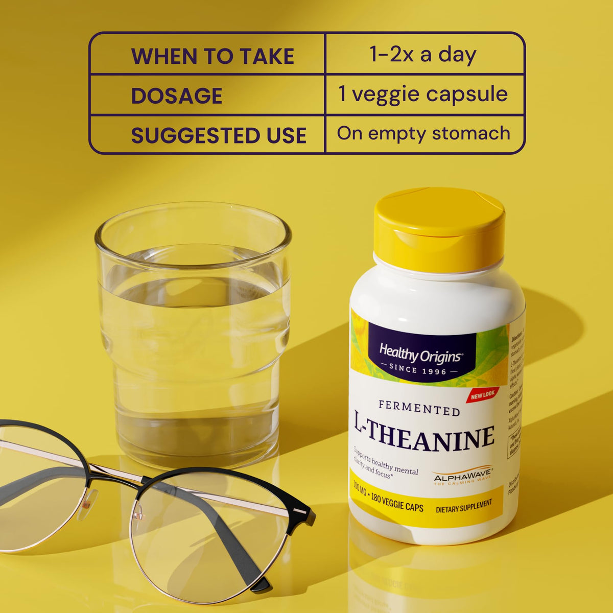 Healthy Origins L-Theanine AlphaWave 100 mg - 180 Vegetarian Capsules - image 5