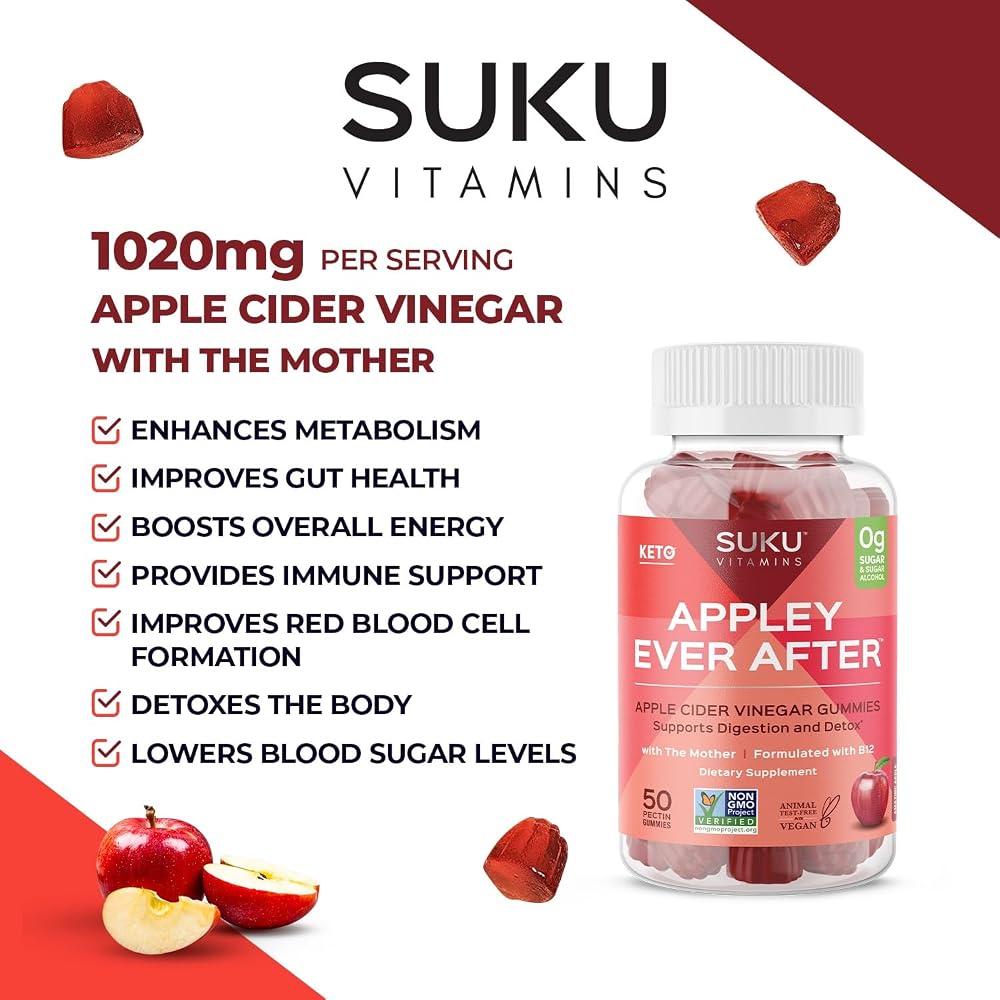 SUKU Apple Cider Vinegar Gummies with Mother, Sugar Free - 50 Gummies - image 7