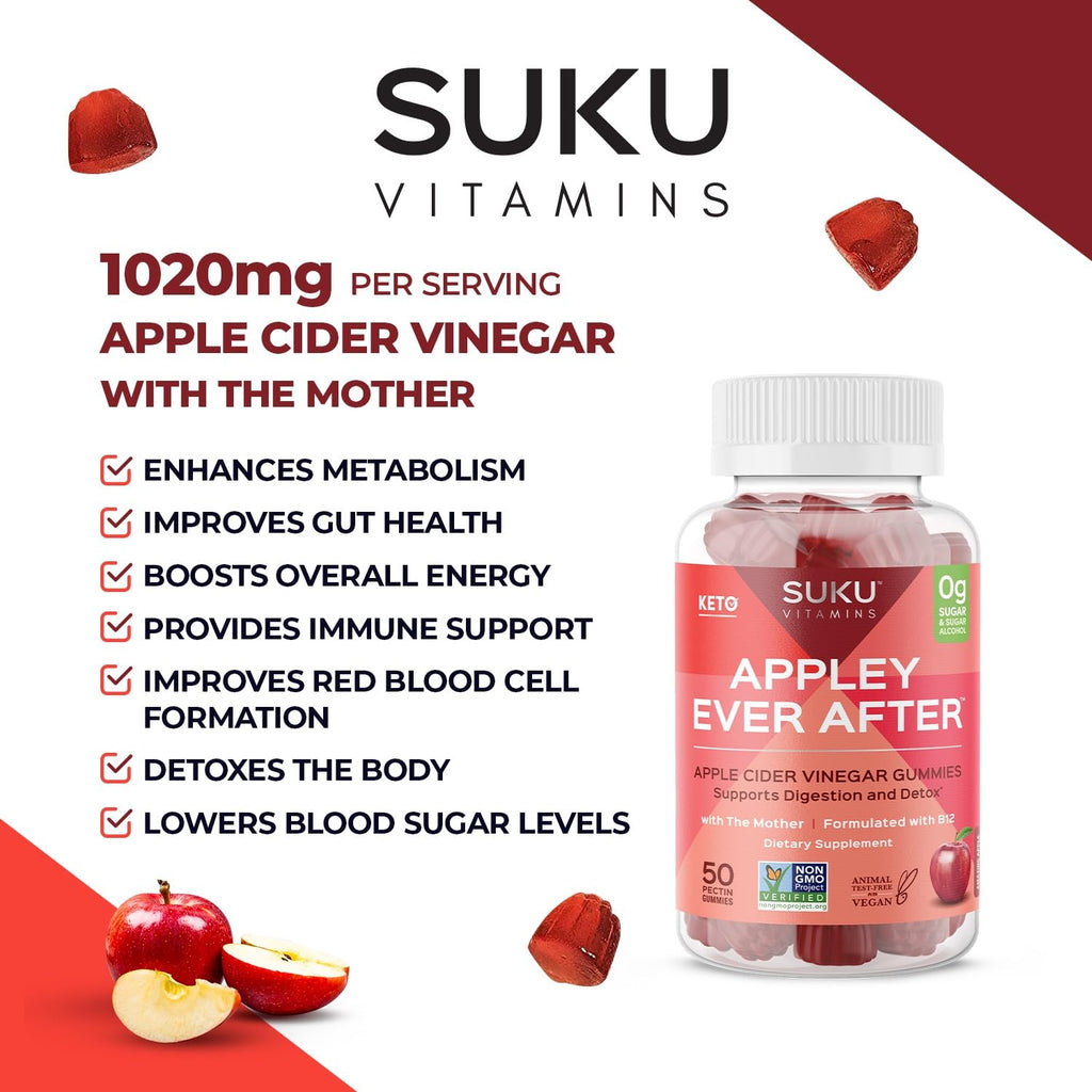 SUKU Apple Cider Vinegar Gummies with Mother, Sugar Free - 50 Gummies - image 7