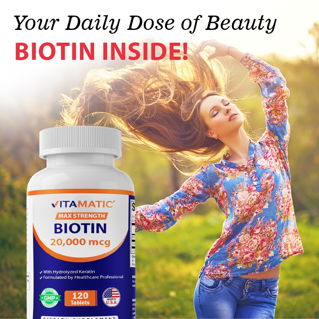 Vitamatic High Potency Biotin 20000 mcg (20mg) with Keratin 100mg