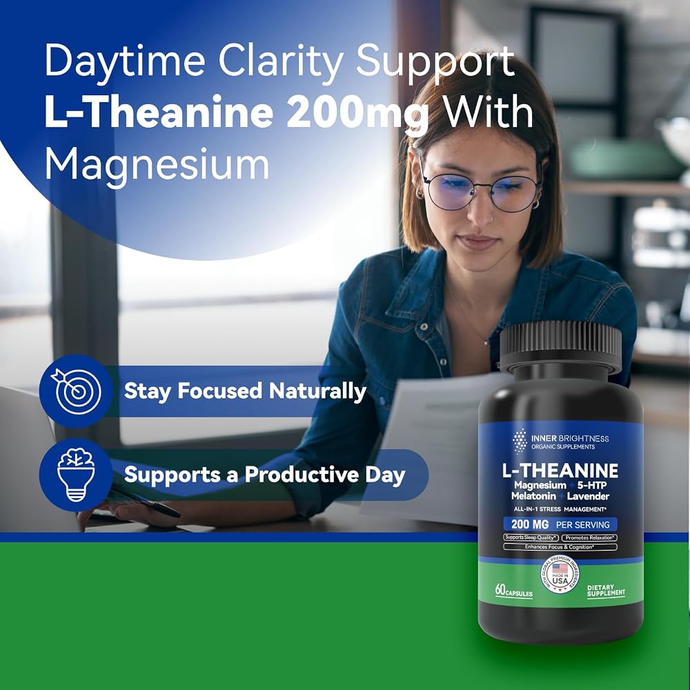 Inner Brightness L-Theanine 200mg Stress & Sleep Support - 60 Capsules - image 3