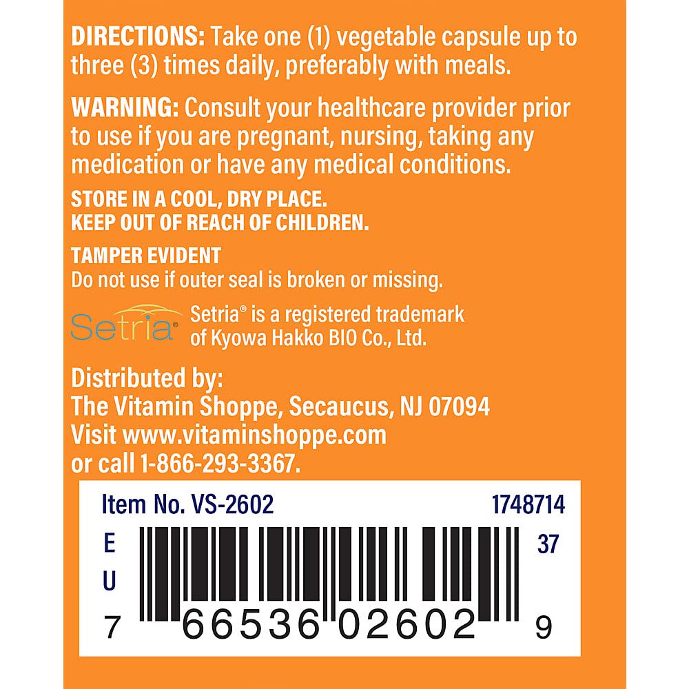 The Vitamin Shoppe Reduced Glutathione 500 mg - 60 Vegetarian Capsules - image 3