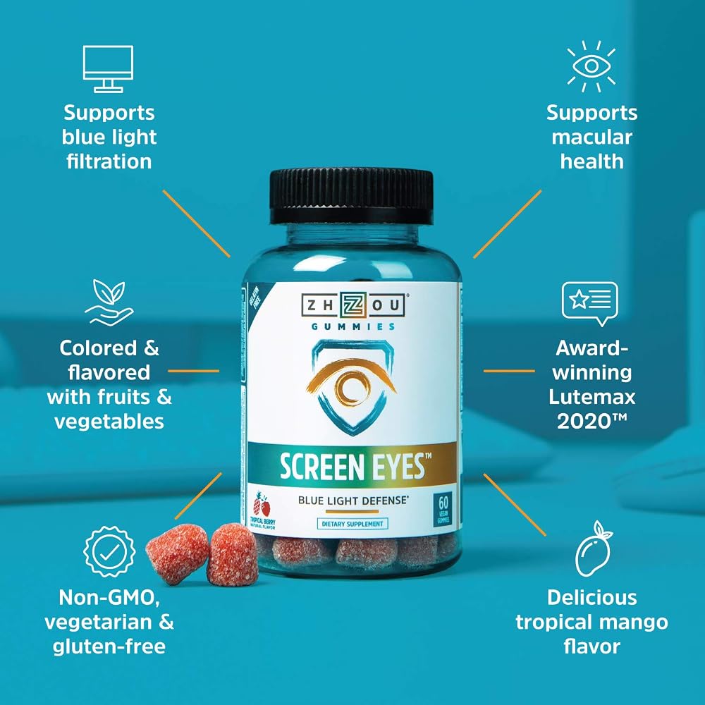 ZHOU Screen Eyes Gummies Lutein for Eye Health - 60 Count - image 4