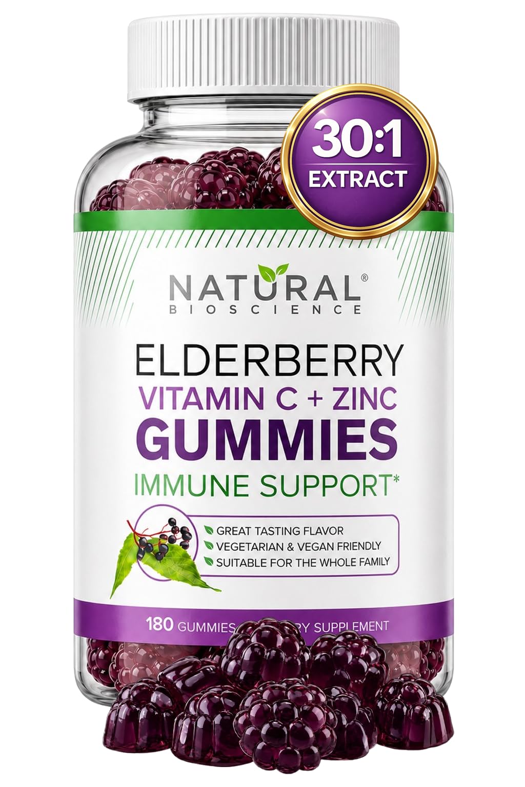 Natural BioScience Sambucus Elderberry Gummies with Vitamin C and Zinc