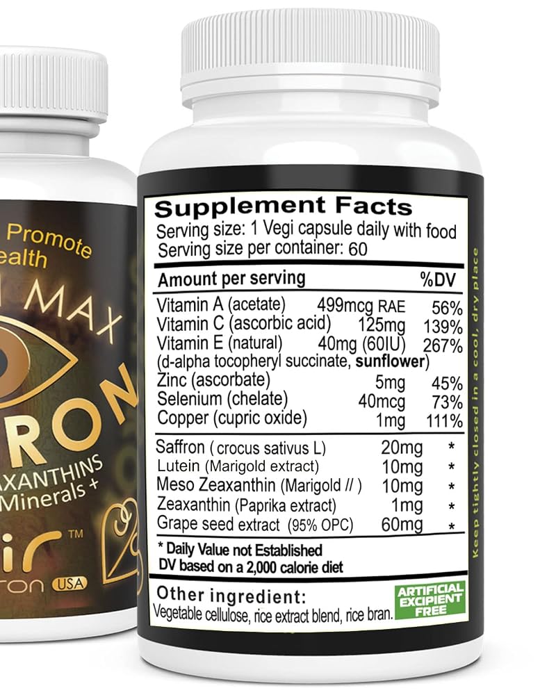 Vision Max 20/20 Eye Support with Lutein & Saffron - 120 Capsules - image 7