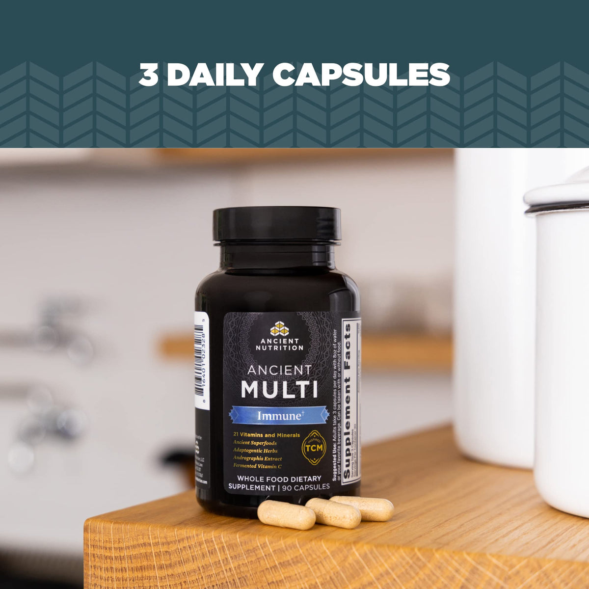 Ancient Nutrition Immune Support Multivitamin with Vitamin D & C - 90 Capsules - image 6