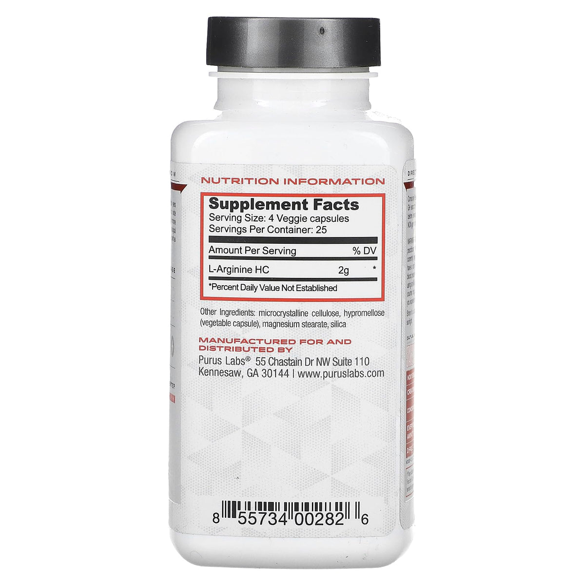 Purus Labs L-Arginine Active Amino Acid - 100 Vegetarian Capsules - image 2