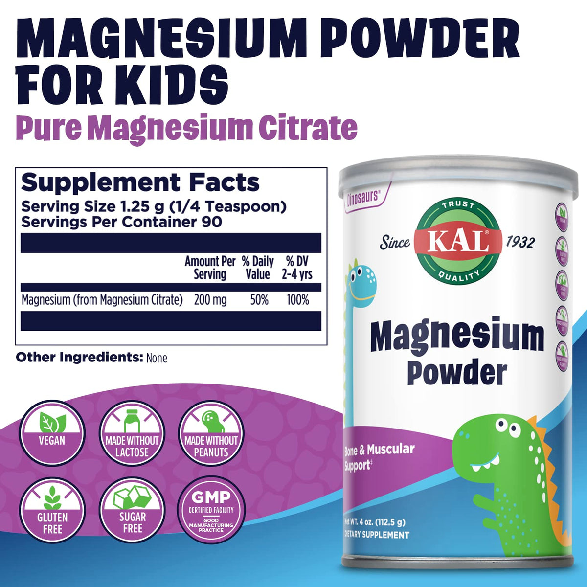 KAL Magnesium Citrate Powder for Kids - 90 Servings - image 2