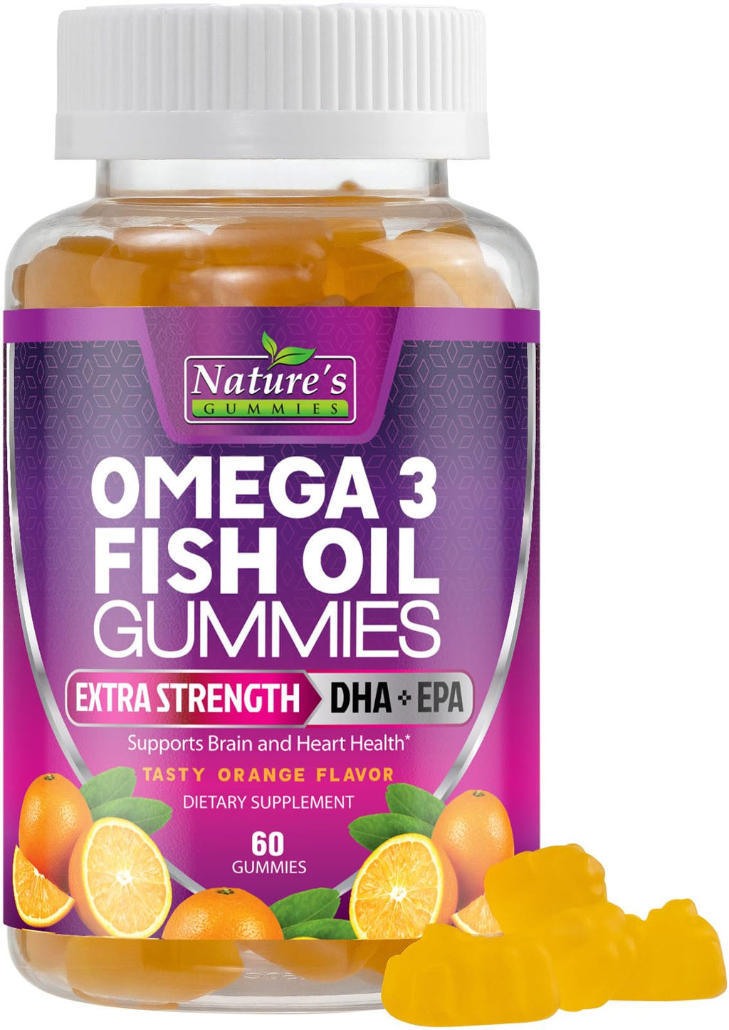 Nature's Nutrition Omega 3 Fish Oil Gummies - Extra Strength Omega-3