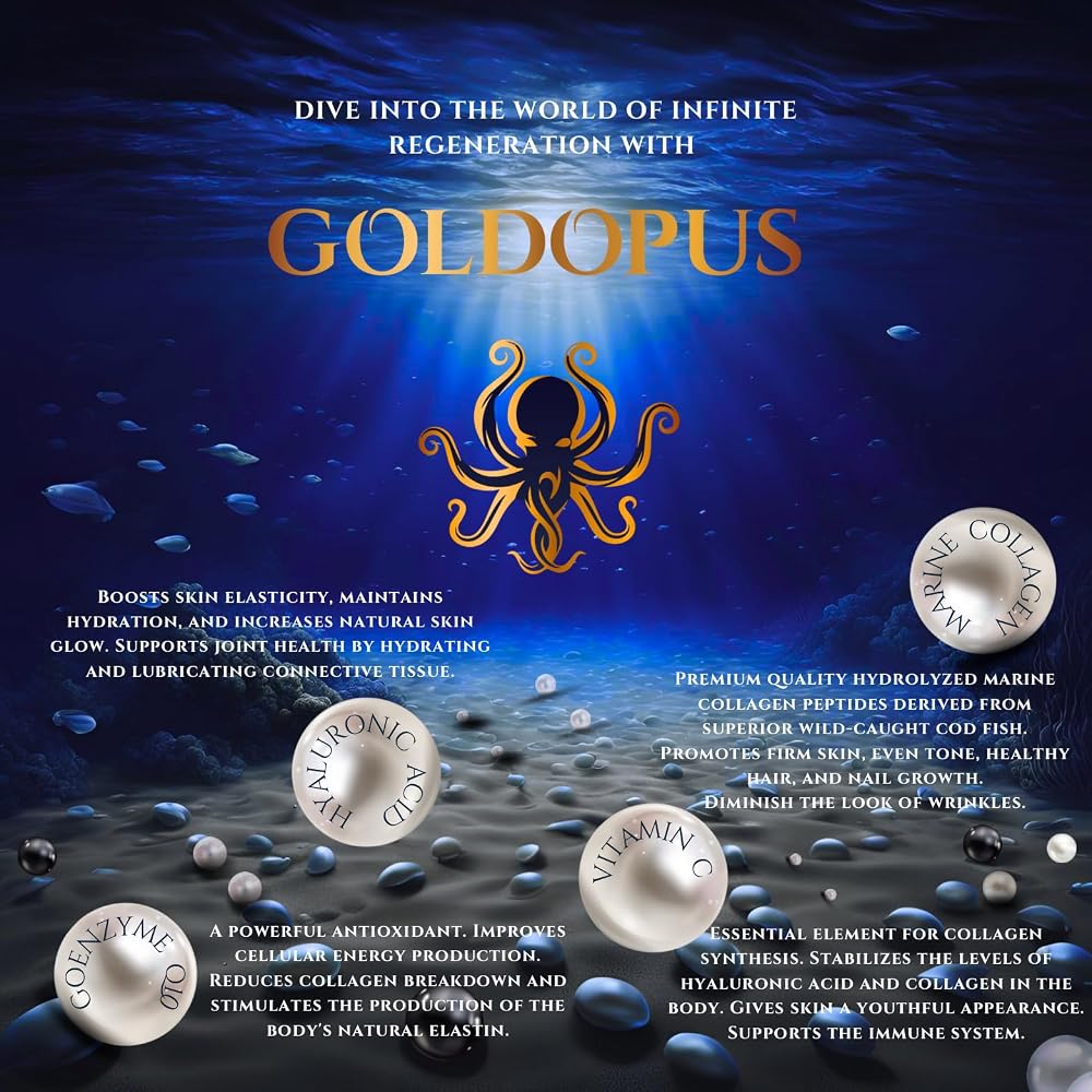 GOLDOPUS Marine Collagen Peptides Powder with Hyaluronic Acid - 9.05 oz - image 9
