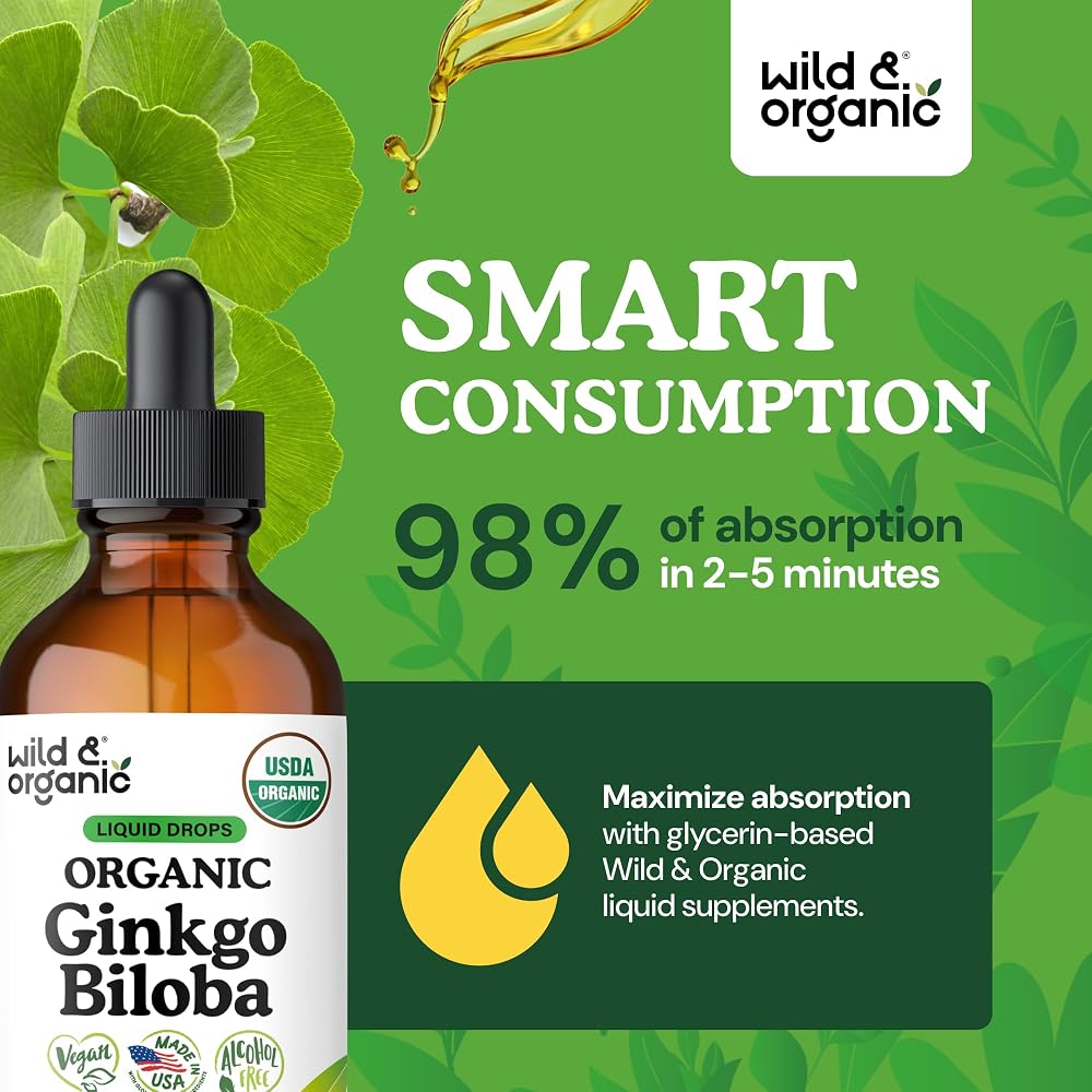 Wild & Organic Ginkgo Biloba Extract Drops for Brain & Focus - 4 oz - image 4