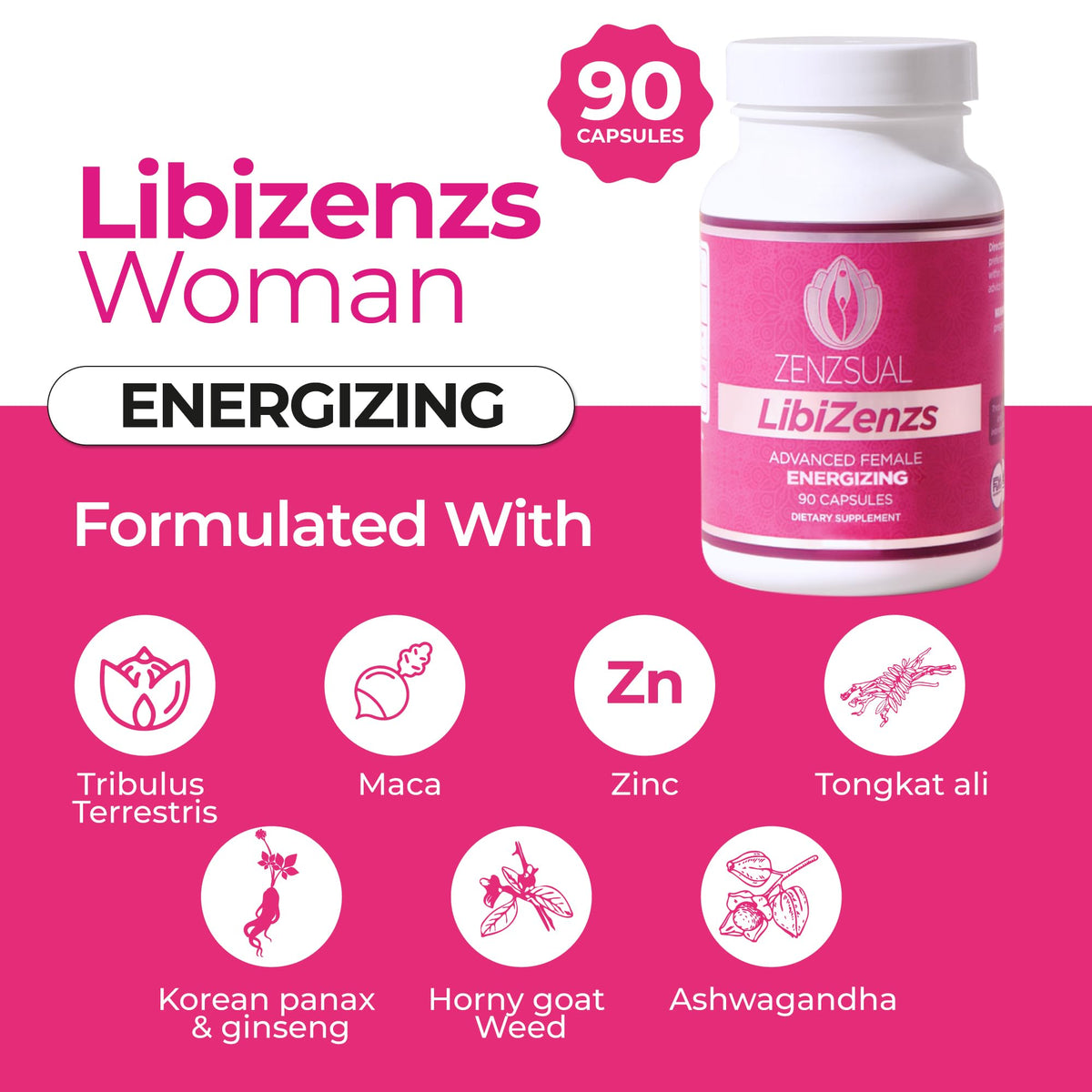 ZENZSUAL Libizenzs Plant-Based Energy Support for Women - 90 Capsules - image 2