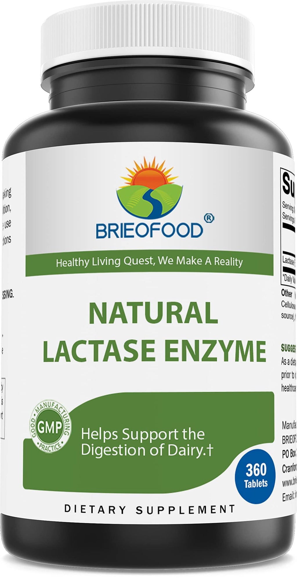 Brieofood Lactase Enzyme 3000 FCC ALU - 360 Tablets