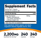 Nutricost Ginger Root Extract 550mg - 240 Capsules - image 2