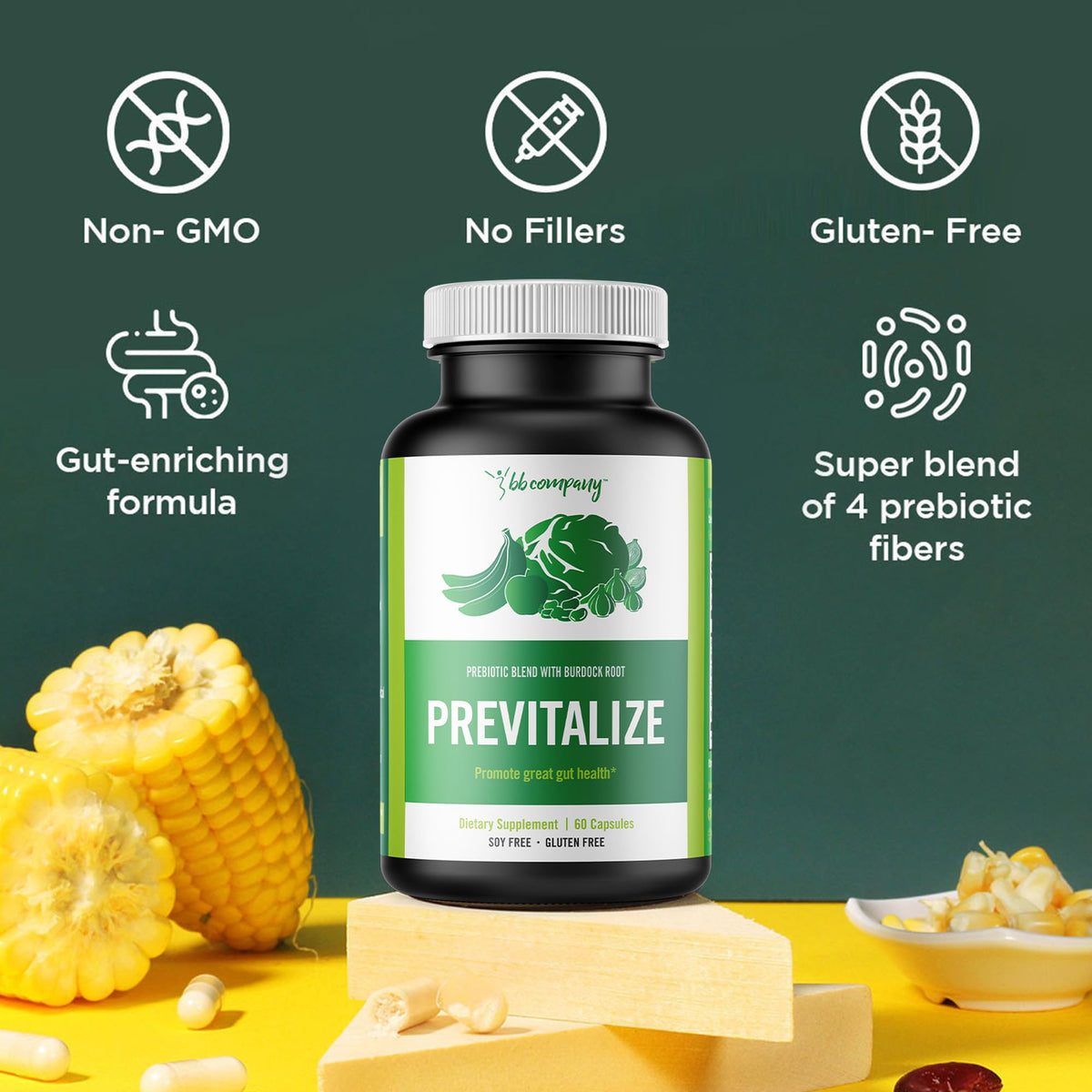 BB Company Previtalize Prebiotic Fiber for Women - 60 Capsules - image 5