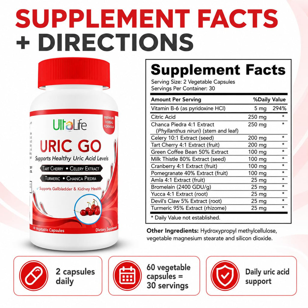 ULTALIFE URIC GO Uric Acid Support Supplement - 60 Capsules - image 7