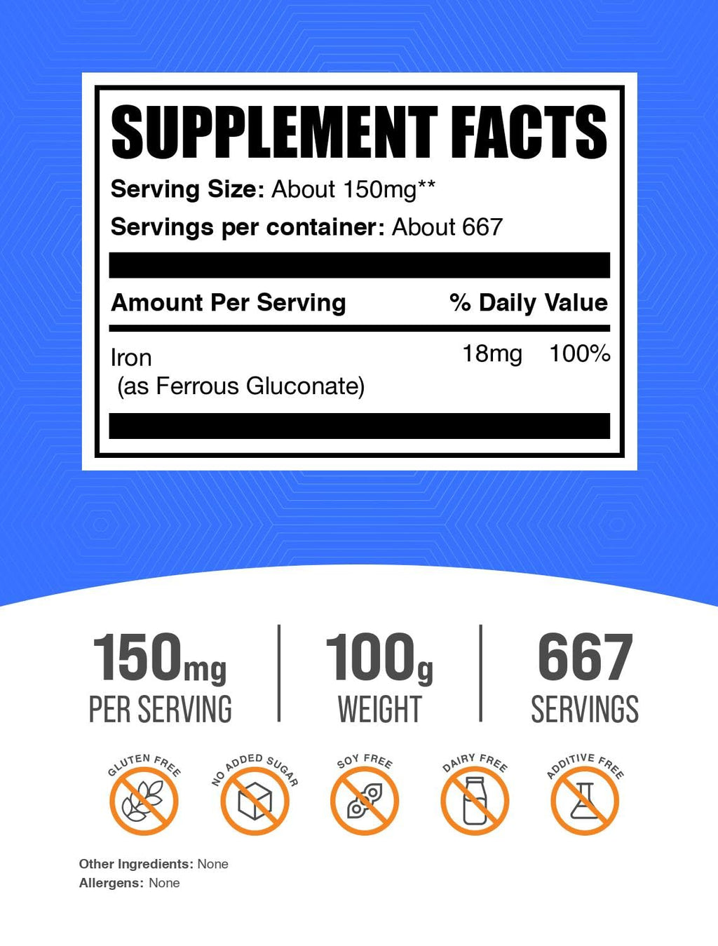 BulkSupplements.com Ferrous Gluconate Powder