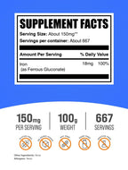 BulkSupplements.com Ferrous Gluconate Powder