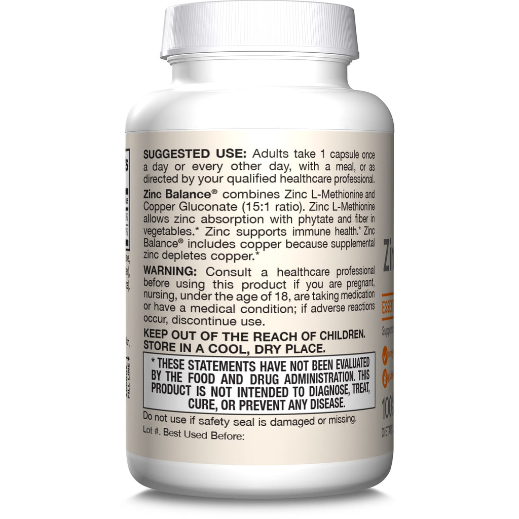 Jarrow Formulas Zinc Balance 15 mg with Copper - 100 Capsules - image 7