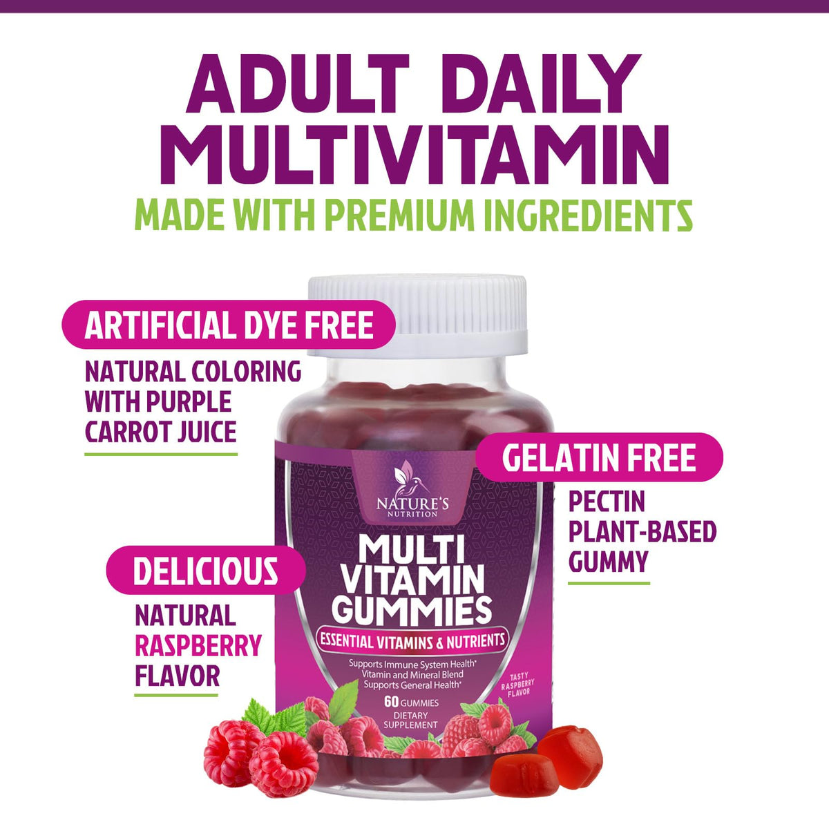Nature's Nutrition Multivitamin Gummies for Adults - 60 Gummies - image 6