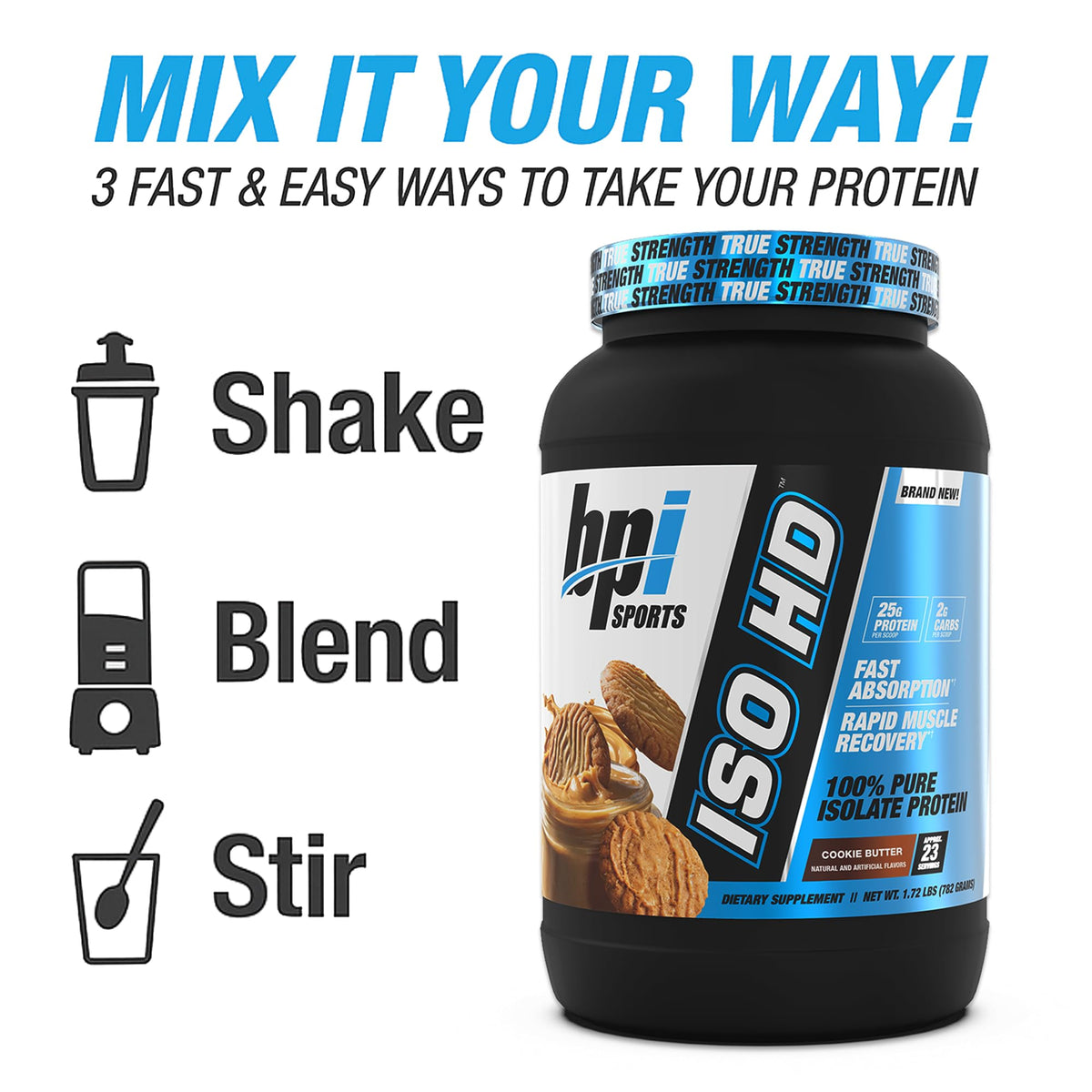 BPI Sports ISO HD Isolate Protein Powder Cookie Butter - 23 Servings - image 5