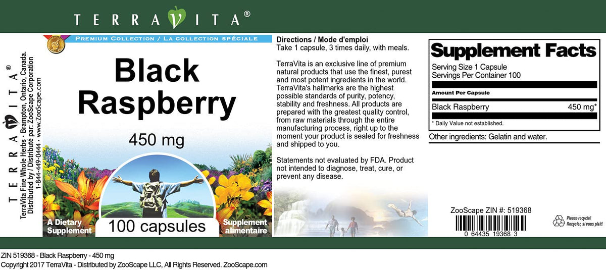 Terravita Black Raspberry - 450 mg (100 Capsules, ZIN: 519368)