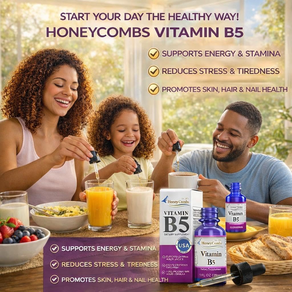 HoneyCombs Vitamin B5 Liquid Drops Pantothenic Acid - 1 Fl Oz - image 3