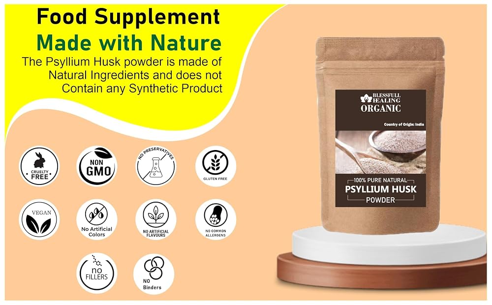 Blessfull Healing Organic Psyllium Husk Powder 100% Pure Natural 200