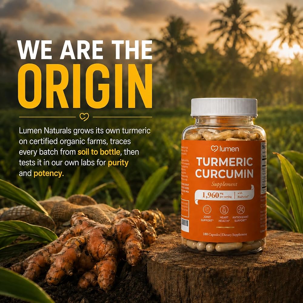 Lumen Naturals Turmeric Curcumin Supplement with Black Pepper - 180 Capsules - image 5
