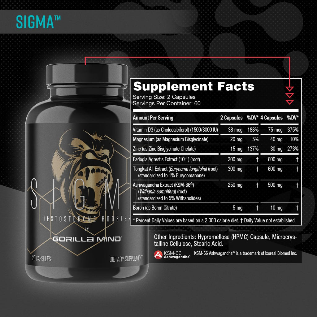Gorilla Mind Sigma Testosterone Booster - 120 Capsules - image 2
