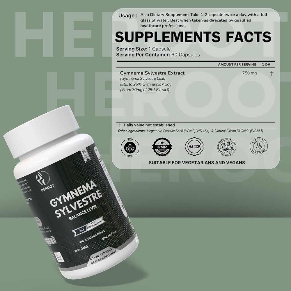 Heroot Gymnema Sylvestre Extract 350 mg - 60 Capsules - image 5