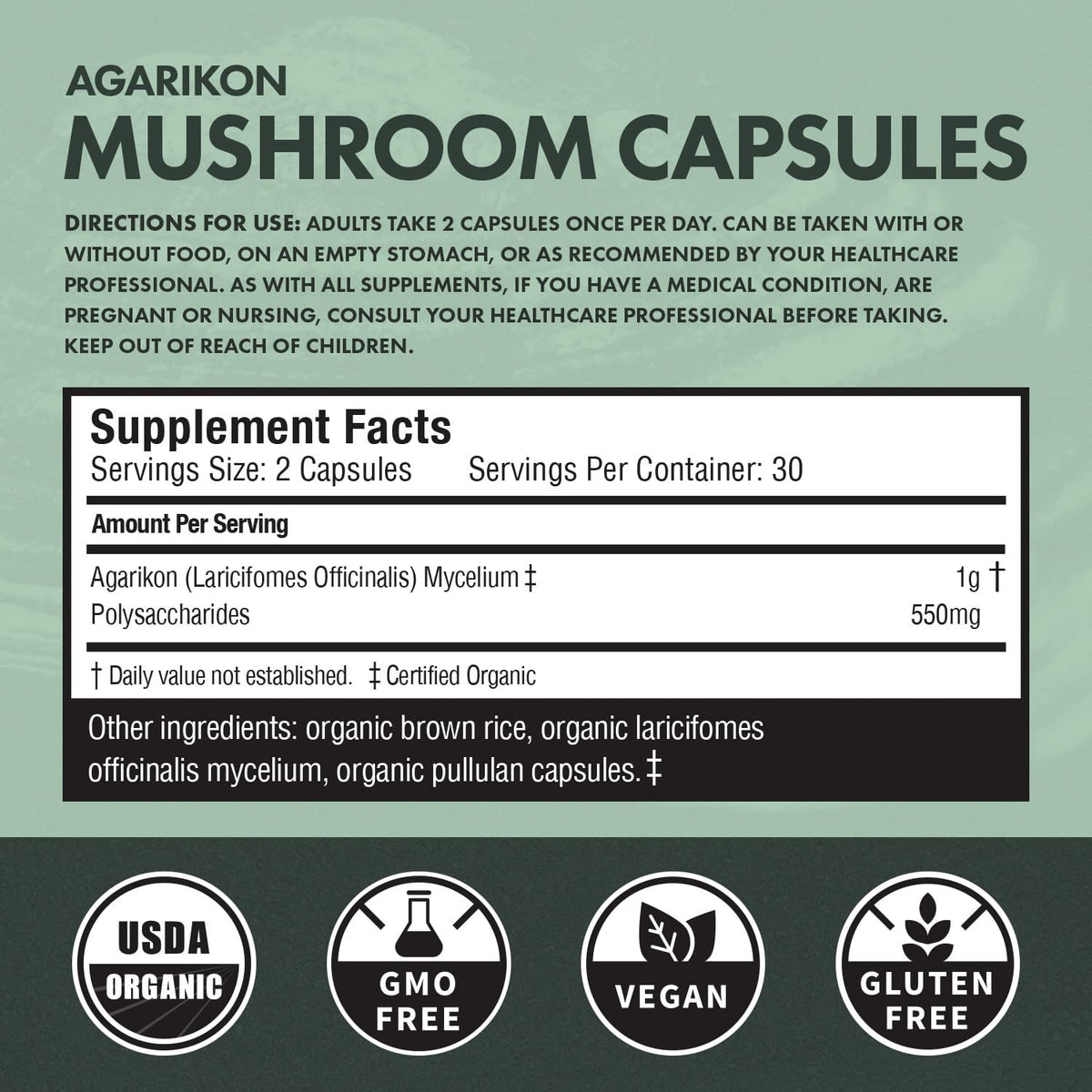 MORILIAR Verdant Leaf Organic Agarikon Mushroom Capsules - 60 Capsules - image 4