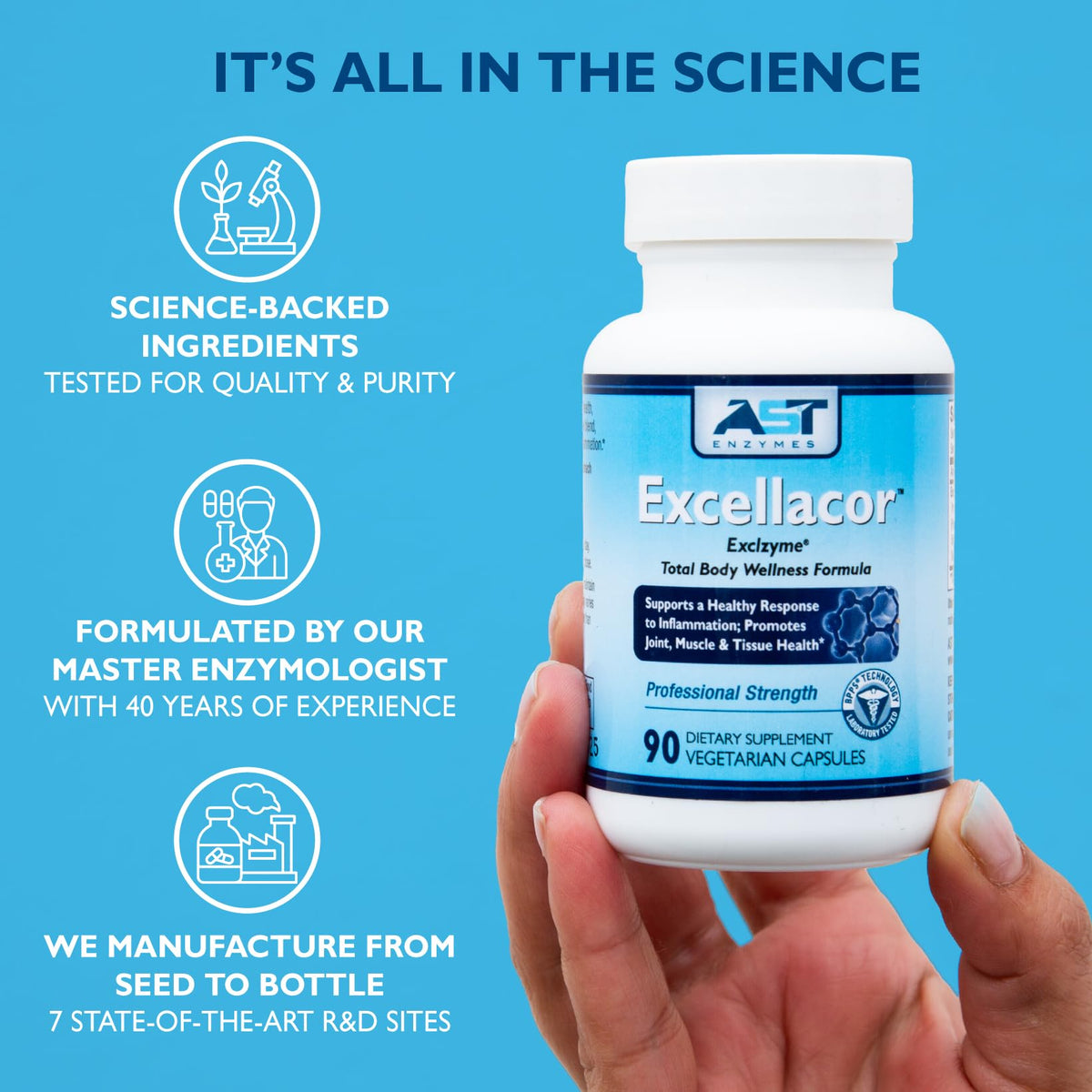AST Enzymes Excellacor-450 Systemic Enzyme Supplement - 450 Vegetarian Capsules - image 6