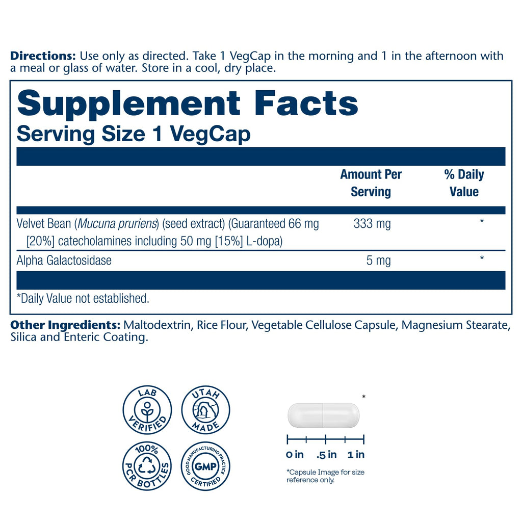 SOLARAY Dopabean 333mg Mucuna Pruriens Wellness Support - 60 Capsules - image 2
